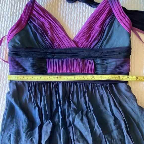 BCBGMaxAzria halter dress, silk ombré purple, blue, 8 - Picture 13 of 15